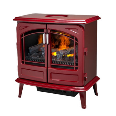 Dimplex Optimyst Grand 2000W Gloss Rouge Cast Enamel Effect Electric Stove (H)660mm (W)620mm from B&Q