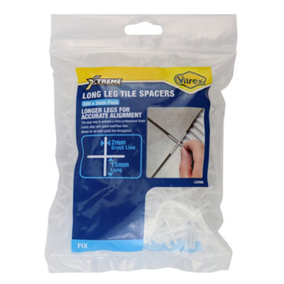 Vitrex Lls2500 Plastic 2mm Long Leg Tile SpacerPack Of 500 from B&Q