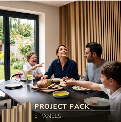 B&Q -  Easy LivingNatural Oak Acoustic Slat Wall Panels3 Panel PackCovers Up To 4.32M²