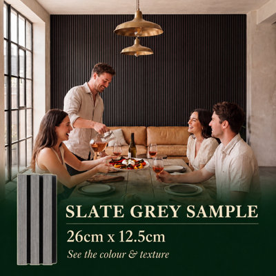 Kraus Easy LivingSlate Grey Acoustic Slat Wall Panel Sample26Cm X 12.5Cm from B&Q
