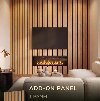 Kraus Luxury PremiumNatural Oak Wider Slat Acoustic Wall PanelSingle Panel240Cm X 60CmCovers 1.44M² from B&Q