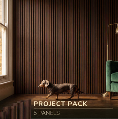 Kraus Easy LivingDark Oak Acoustic Slat Wall Panels5 Panel PackCovers Up To 7.2M² from B&Q