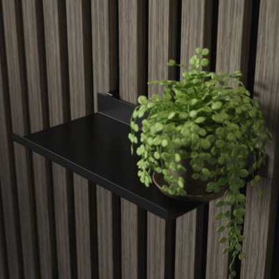 B&Q -  Easy LivingAcoustic Wall Panel AccessoryMatt Black Metal Shelf(L) 20Cm X (D) 10Cm X (H) 4Cm