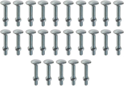 Charles Watson M8 X 120mm Cup Square Hex Bolt Zinc-Plated Steel Fixing With Nut Pack Of 25 from B&Q