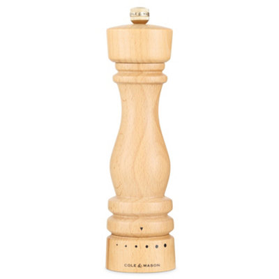 Cole & Mason London Natural Beech Wood Pepper Mill 220mm Grind Select from B&Q