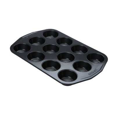 Circulon Black Steel Non Stick Heat Resistant 12-Cup Muffin Tin 45 X 25Cm from B&Q