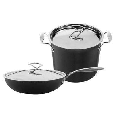 Circulon Round Hard Anodized Aluminium Non-Stick Cookware Set With Stockpot 24Cm And Stir-Fry 30Cm from B&Q