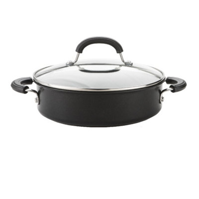 Circulon Total Black Round Hard Anodised Aluminium Induction Suitable Casserole Dish With Glass Lid 24Cm2.8L from B&Q
