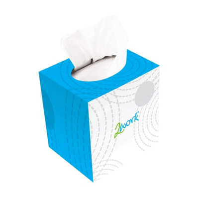 2Work Facial Tissue Cube Box 70 Sheets 2-Ply (Pack Of 24) from B&Q