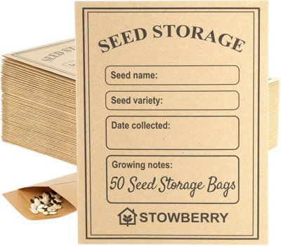 STOWBERRY 50 Seed Envelopes Small Brown Paper Packets Ideal For Seed Saving Collecting Gardening And Organising Seeds from B&Q