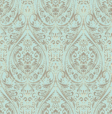 Nuwallpaper Nu8000 Nomad Damask Peel & Stick WallpaperGreen from B&Q