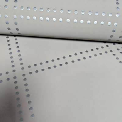 Fine Décor A Street Gridlock Taupe Geometric Metallic Dots Wallpaper Fd22646