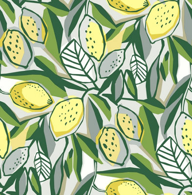 B&Q -  Coloroll Citronelle Lemon Luxury Wallpaper
