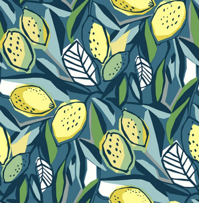 B&Q -  Coloroll Citronelle Blue Luxury Wallpaper