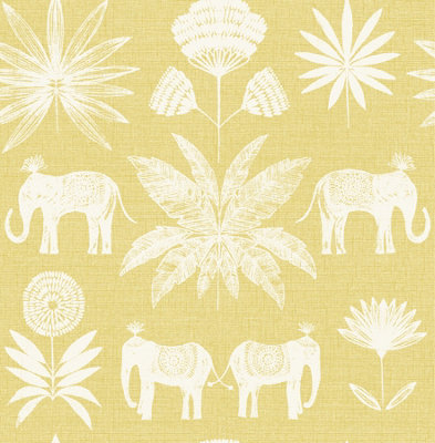 B&Q -  Coloroll Maravilla Yellow Luxury Wallpaper