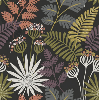 B&Q -  Coloroll Lunara Black Luxury Wallpaper