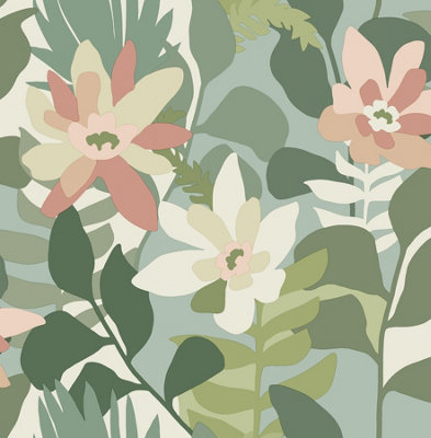 B&Q -  Coloroll Paloma Green Luxury Wallpaper