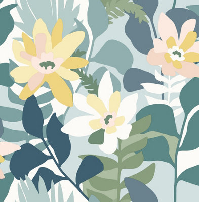 B&Q -  Coloroll Paloma Turquoise Luxury Wallpaper