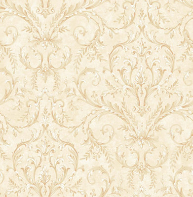 Sk Filson Stone Damask Wallpaper from B&Q