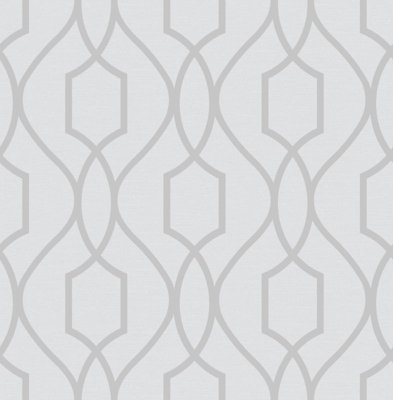 Fine Décor Fine Decor Apex Trellis Stone & Silver Wallpaper Fd41995