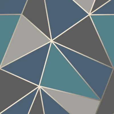 Fine Décor Fine Decor Apex Geo Sidewall Aqua And Navy Luxury Wallpaper Fd42001 from B&Q