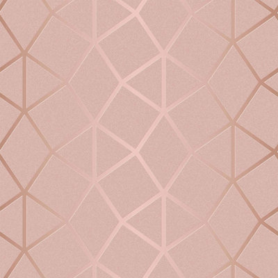 Fine Décor Fine Decor Platinum Geo Trellis Texture Blush Pink / Rose Gold Wallpaper Fd42561 from B&Q