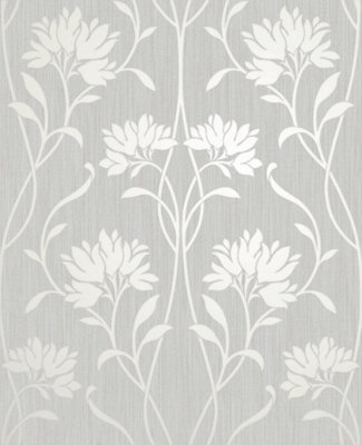 Fine Décor Grey Fine Decor Florence Floral Wallpaper Fd42585
