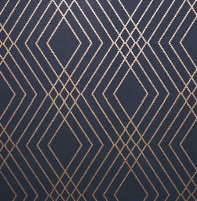 Fine Décor Fine Decor Shard Trellis Navy Wallpaper Fd42605