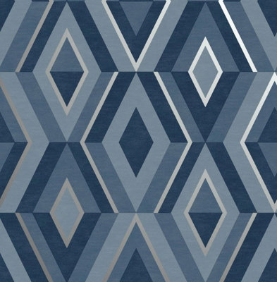Fine Décor Fine Decor Shard Geo Blue & Silver Wallpaper Fd42608