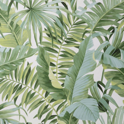 Fine Décor Fine Decor Tropical Palm Jungle Maui Leaf Green / Natural Wallpaper Fd42850 from B&Q