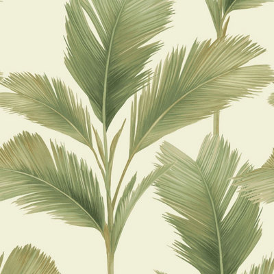 Kailani Leaf Wallpaper Sage Green / Cream Belgravia 59122 from B&Q