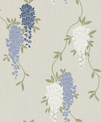 Fine Décor Fine Decor Fd43674 Wisteria Plain Textured WallpaperBlue from B&Q
