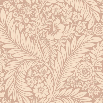 World Of Wallpaper Florence Leaf Wallpaper Blush 728 Pink