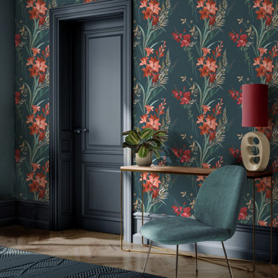 Belgravia Decor Thalia Teal Wallpaper from B&Q