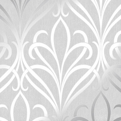 I Love Wallpaper Camden Damask Wallpaper In Soft Grey And Silver from B&Q