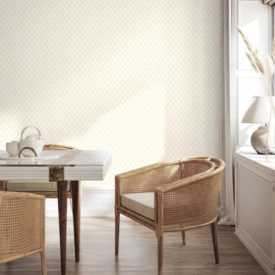 Vymura Santina Trellis Natural Metallic Glitter Wallpaper M95679 from B&Q