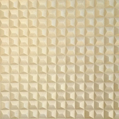 Wpe® Gold Wallpaper Empire Washable Italian Vinyl 3D Geometric Cube Effect Wallpaper M95685