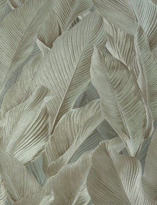 Vymura M95688 Gianni Leaf Heavyweight Vinyl WallpaperKhaki Green from B&Q