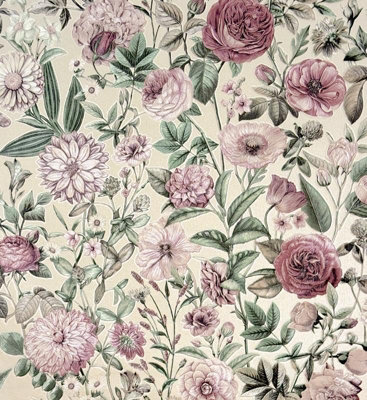 Florian Floral Heavyweight Wallpaper By Vymura PinkM95708 from B&Q