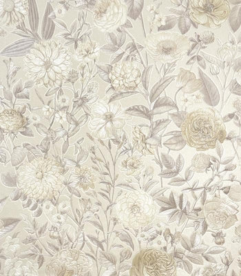 Florian Floral Heavyweight Natural Wallpaper By VymuraM95709 from B&Q