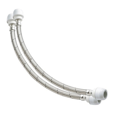 Hep2O Keyless Flexi Tap Connector 22X22mm 500mm White Plastic Plumbing Fitting Kl225H-22 from B&Q