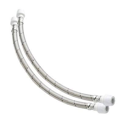 Hep2O Keyless Flexi Tap Connector 15X15mm 500mm White Plastic Plumbing Fitting Kl225H-15 from B&Q