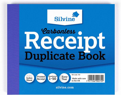 Silvine 4X5" Carbonless Duplicate Receipt Book from B&Q