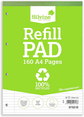 Silvine A4 160 Pages Ruled Feint With Margin Refill Pad from B&Q