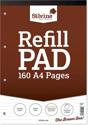 Silvine A4 8mm Feint Ruled 160 Pages Brown Refill Pad (210 X 297mm) from B&Q