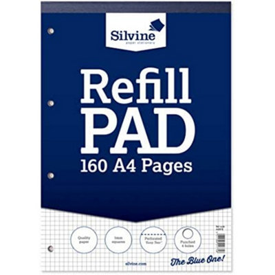 Silvine A4 160 Pages 5mm Squares Ruled Refill Pad (210 X 297mm) from B&Q