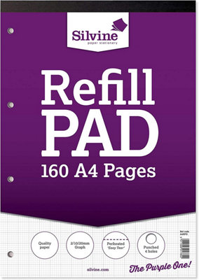 Silvine A4 Graph 160 Page Purple Refill Pad (210 X 297mm) from B&Q