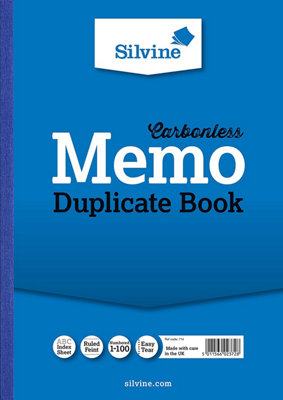 Silvine A4 Carbonless Duplicate Memo Book 297 X 210mm from B&Q