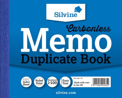 Silvine Carbonless Duplicate Memo Book 4"x5" (102 X 127mm) from B&Q