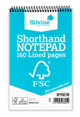 Silvine Fsc Certified Shorthand Wirebound 160 Lined Pages Notepad from B&Q